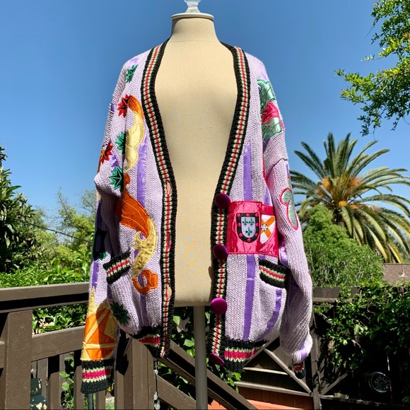 Vintage ABSOLUTELY NO! JEANS 80’s Patch Cardigan - Picture 7 of 13